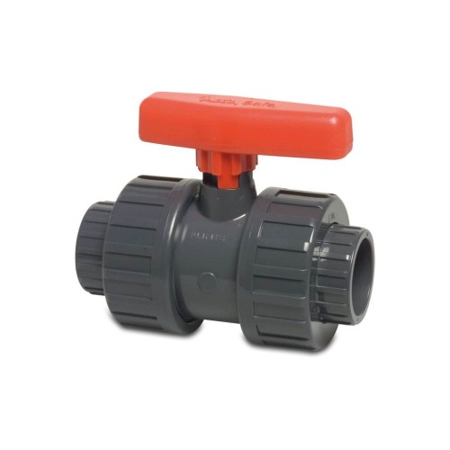 PVC-U Zawór kulowy D-16  KW 16bar DN15 szary type Safe 600 0112100