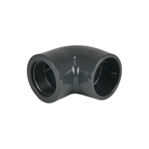PVC-U Kolano 90° przejściowe 20 mm x 1/2" KW x GW 10bar szare z gwintem 0110160