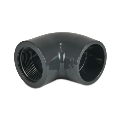 PVC-U Kolano 90° przejściowe 16 mm x 3/8" KW x GW 10bar szare z gwintem 0110159
